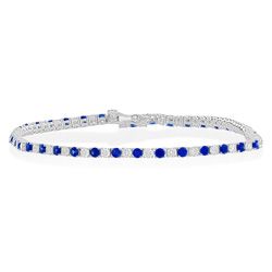 Sapphire and Diamond Line Tennis Bracelet, alternating 1.54cts blue sapphires and 1.39cts sparkling diamonds claw set in 18ct white gold