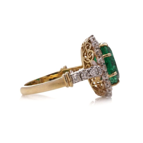 Zambian 4.63 Carat Emerald And Diamond Cluster Ring In 18 Carat Gold