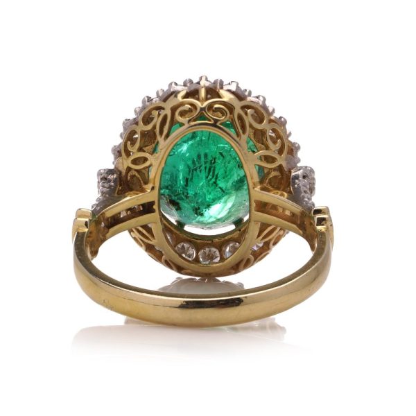 Zambian 4.63 Carat Emerald And Diamond Cluster Ring In 18 Carat Gold