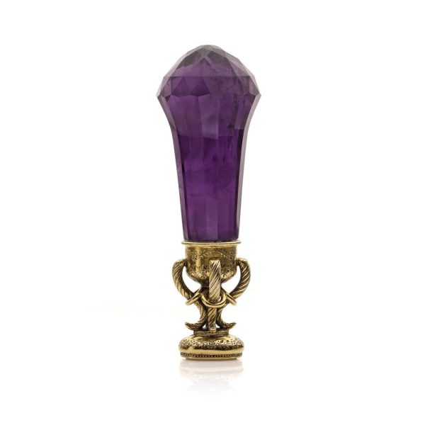 Antique silver-gilt amethyst seal.