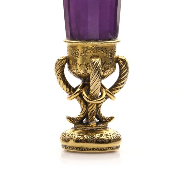 Antique silver-gilt amethyst seal.