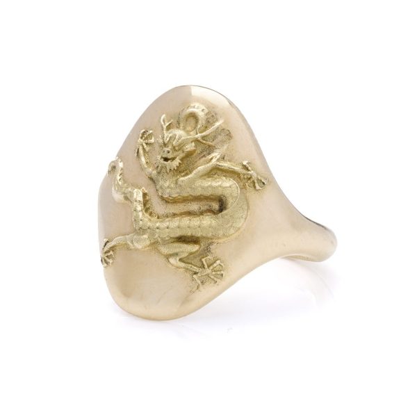Vintage gold dragon motif signet ring.