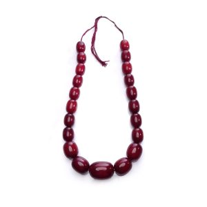 Vintage Red Bakelite Bead Necklace