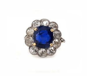 Antique Art-Deco No Heat Burmese Sapphire Engagement Ring