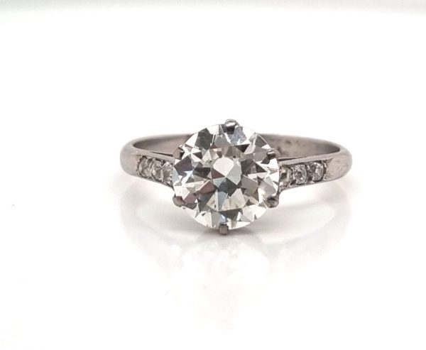 Vintage Art Deco 1930s old cut diamond engagement ring platinum and diamond shoulders