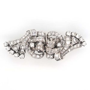 Art Deco 2.4ct Diamond Double Clip Brooch