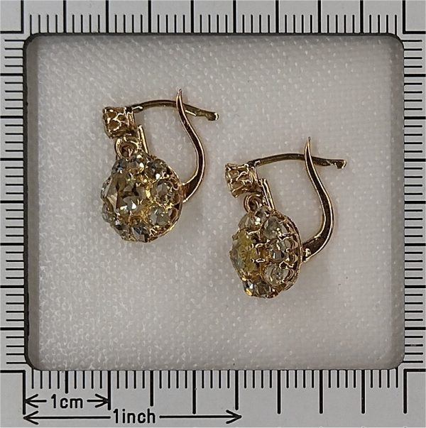 Antique victorian round daisy rose cut diamond earrings