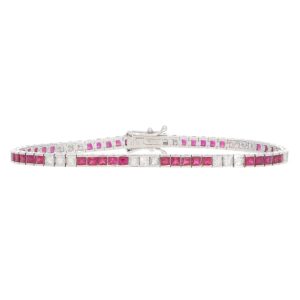 18ct White Gold Ruby and Diamond Line Tennis Bracelet