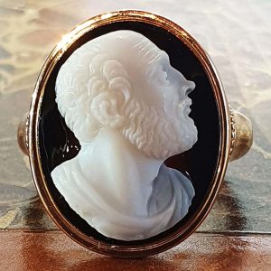 Antique Hardstone Cameo and Gold Ring