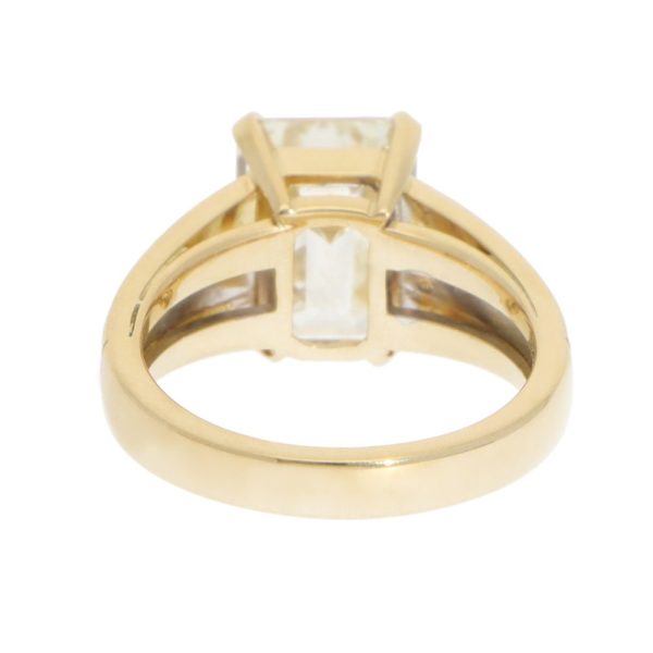 4.51ct emerald cut diamond engagement ring in 18ct yellow, white and rose gold