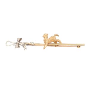 Vintage Lamb Brooch in 9ct Yellow and White Gold