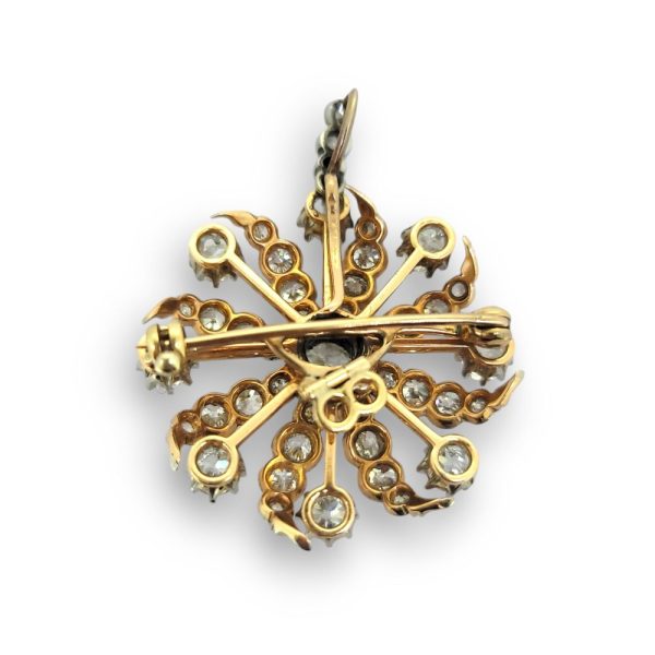 Victorian Antique 5ct Diamond Cluster Pendant come Brooch, pendant-come-brooch set with an estimated 5 carats of sparkling old-cut diamonds