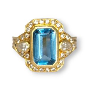 4.4ct Santa Maria Aquamarine and Diamond Cluster Dress Ring