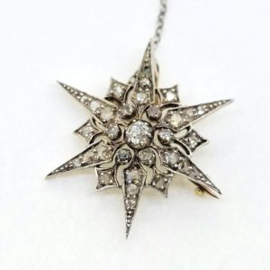 Victorian Antique Diamond Star Brooch