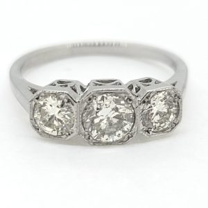 Three Stone Diamond Engagement Ring in Platinum, 1.25 carats