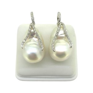 Baroque Pearl and Diamond Earrings