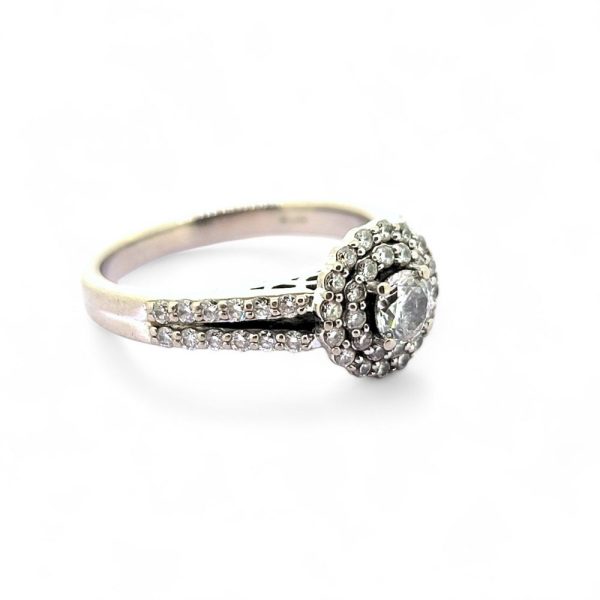 Diamond Double Halo Cluster Engagement Ring in 18ct Gold
