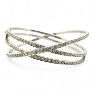 3.49ct Diamond Set 18ct White Gold Bangle Bracelet