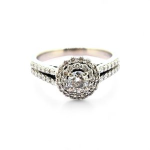 Diamond Halo Cluster Engagement Ring