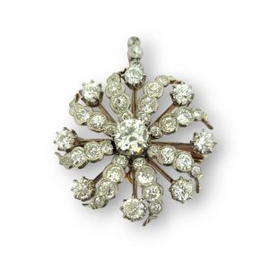 Victorian Antique 5ct Diamond Cluster Pendant come Brooch, pendant-come-brooch set with an estimated 5 carats of sparkling old-cut diamonds