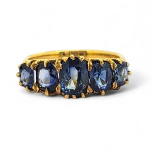 Antique Style Natural Sapphire Five Stone Ring