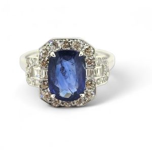 3.3ct Sapphire and Diamond Cluster Dress Ring