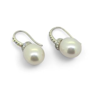 Pearl and Diamond Earrings in 18ct White Gold