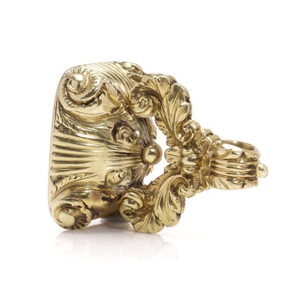 Antique gold seal with carved sardonyx.