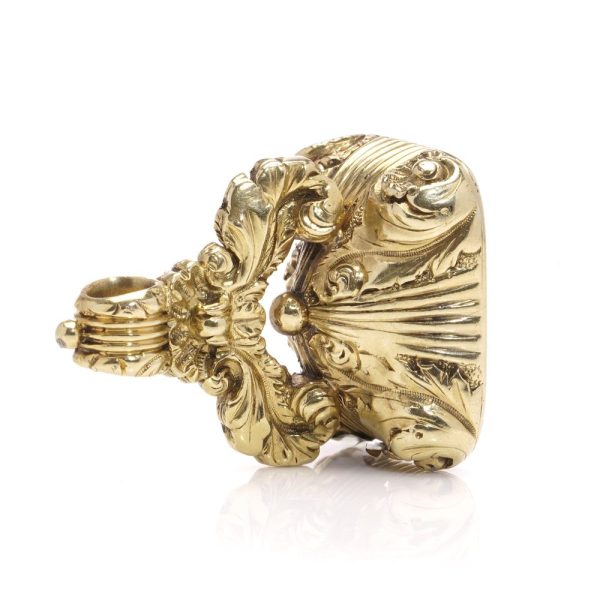 Antique gold seal with carved sardonyx.