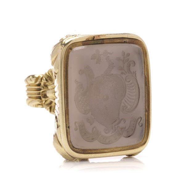 Antique gold seal with carved sardonyx.