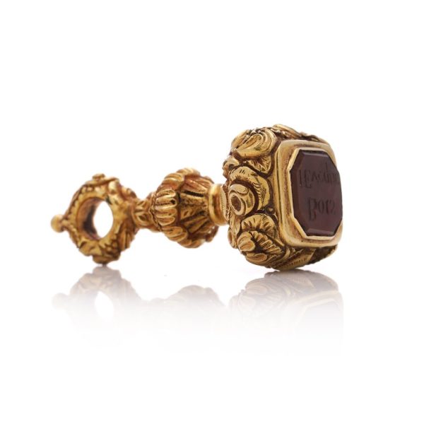 Georgian gold seal set with a carnelian intaglio.