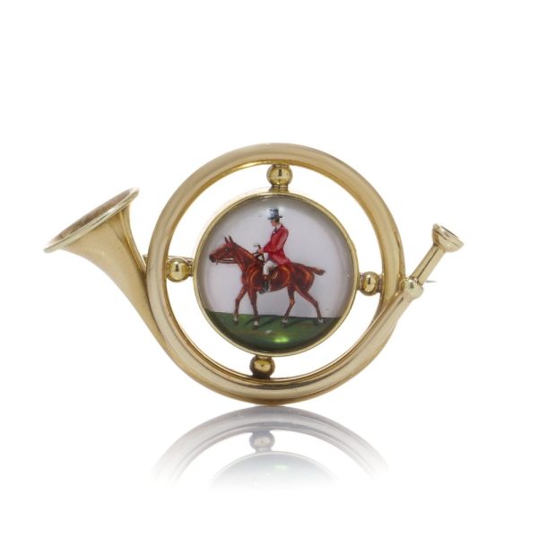 Marcus & Co. Art Nouveau gold Essex crystal brooch. 
