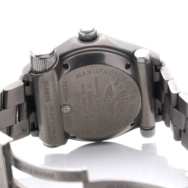 Breitling Emergency 43mm Titanium Quartz Watch Full Set with Box and Papers and service history from 1998. Titanium Case Yellow Dial Emergency Transmitter Original
