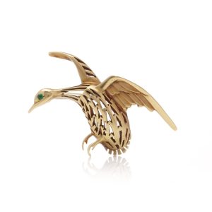 Cartier Bird Brooch In 18 Carat Yellow Gold With Emerald Eye