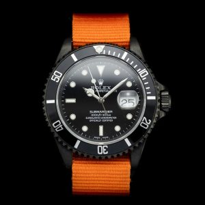 Rolex Submariner 16610 Black DLC Dial and Orange Strap