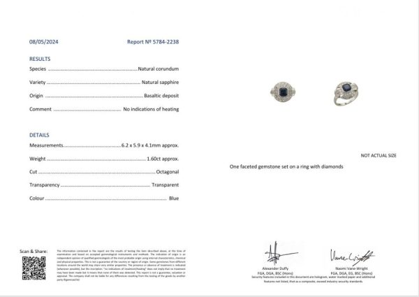 Sapphire and diamond ring in platinum.