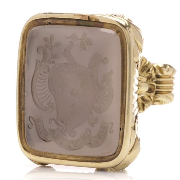 Antique gold seal with carved sardonyx.