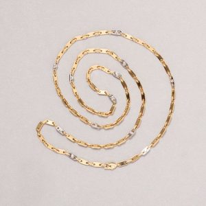 Modern Cartier 18ct yellow and white gold chain necklace with twelve small brilliant cut diamonds.