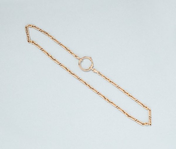 Antique Dutch 14ct yellow gold watch chain with large clasp.