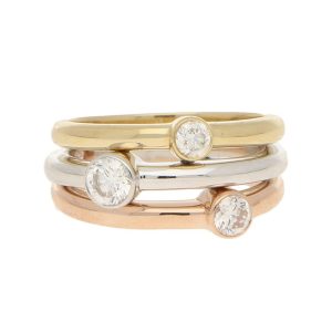 Contemporary Diamond Triple Ring in Gold