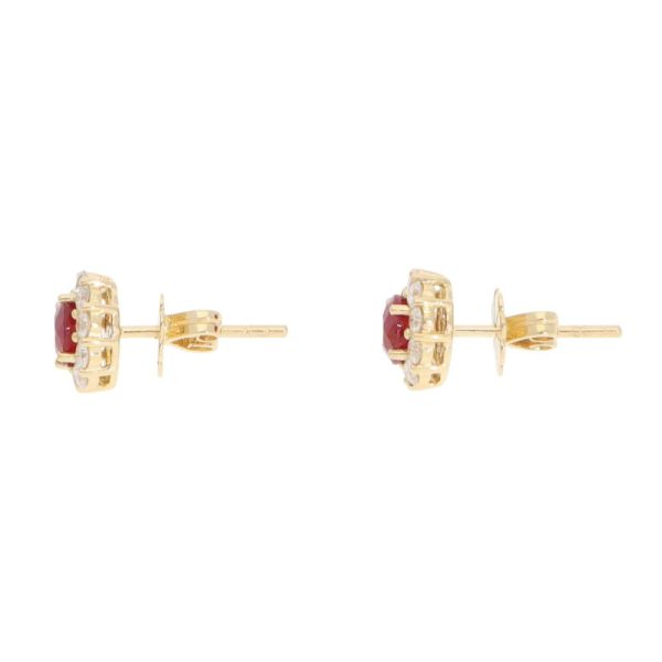 Ruby and diamond earrings in gold.