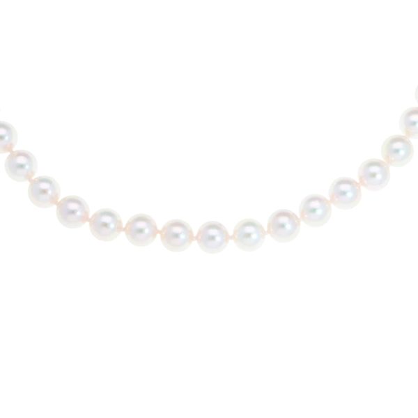 Akoya pearl necklace with a vintage Art Deco diamond clasp.
