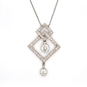 Art Deco 3.5ct Old Cut Diamond Pendant in Platinum