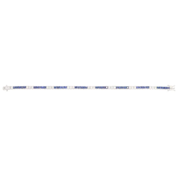 Sapphire and diamond tennis bracelet in white gold.