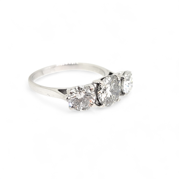 Traditional 3.14ct Diamond Trilogy Three Stone Engagement Ring in 18ct White Gold