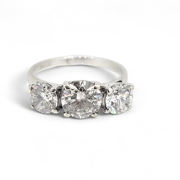 Traditional 3.14ct Diamond Trilogy Three Stone Engagement Ring in 18ct White Gold