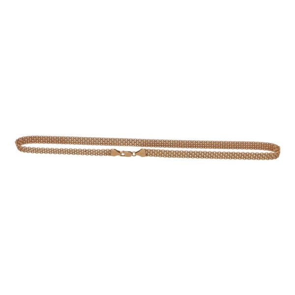 Mesh rose gold necklace.