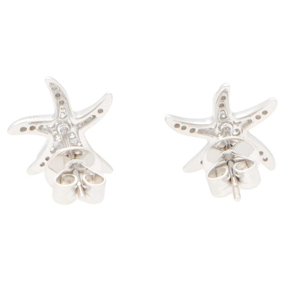 Modern Diamond Starfish Stud Earrings in I8 Carat White Gold