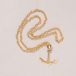 A vintage 18ct yellow gold chain with anchor pendant made in Italy circa 1970