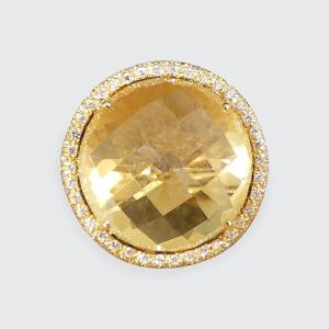 11.5 Carat Citrine And Diamond Jelly Tot Ring In 18 Carat Yellow Gold